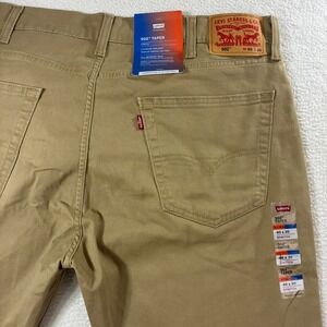Levis 502 Taper Chino Pants Mens 40x30 Brown Khaki Stretch Casual Waterless NWT